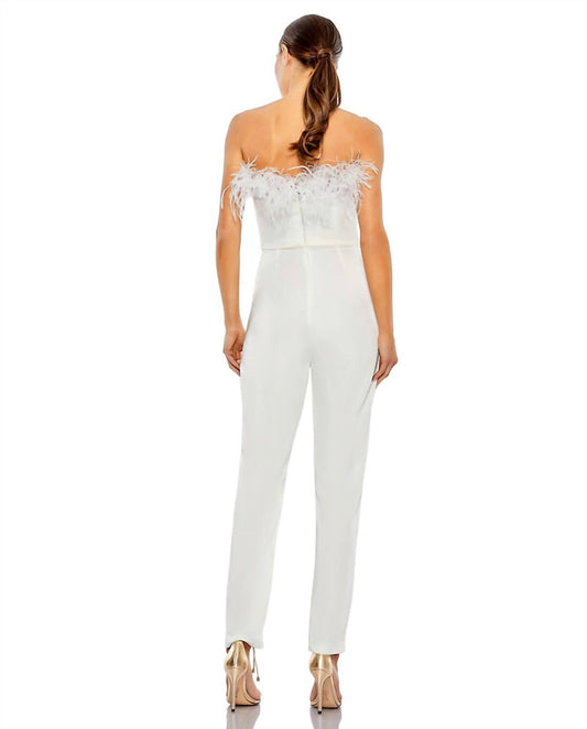 Mac Duggal - Feather Neck Strapless Jumpsuit