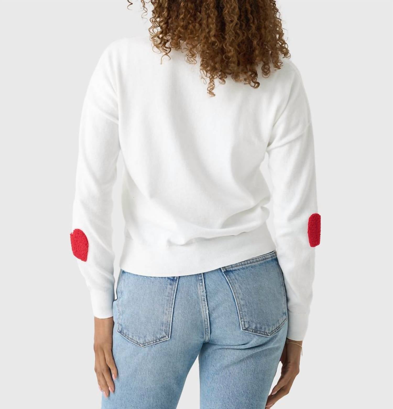 J. Society All Over Hearts Sweatshirt in white - women's top - alternate view