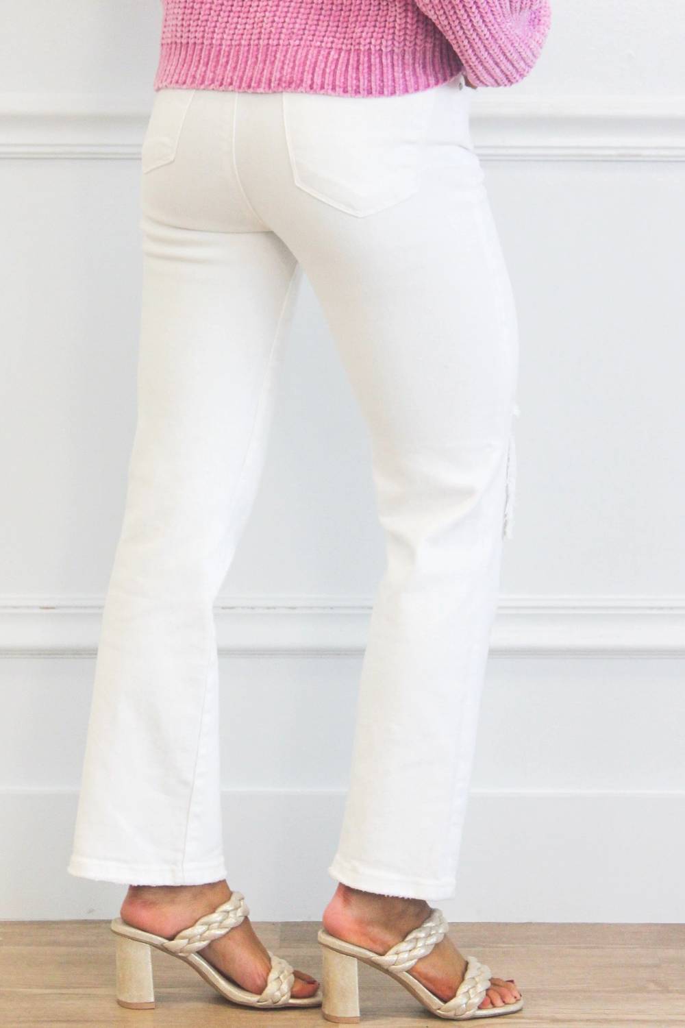 Risen - Distressed Straight Leg Jeans