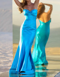 Sherri Hill - Fitted Metallic Leather Gown