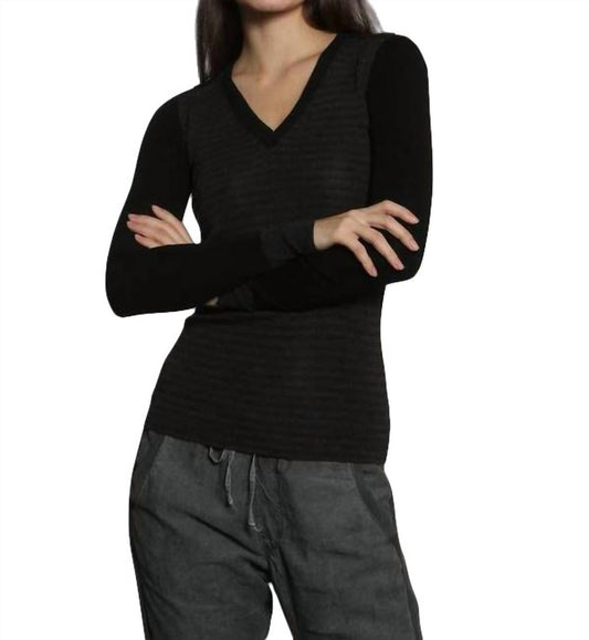 Skinny Rib Vee Pullover