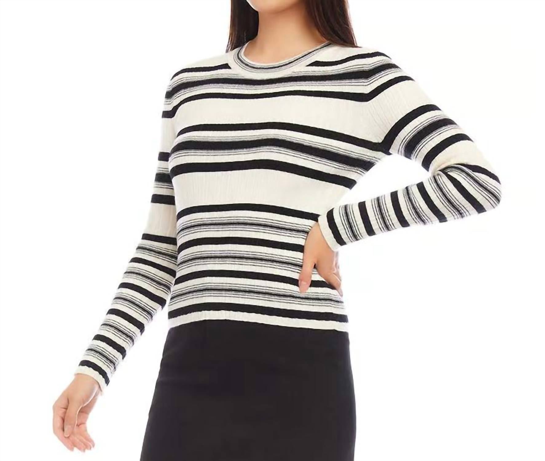 Karen Kane - Sonnet Stripe Ribbed Sweater Top
