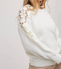 Bluivy - CROCHET CONTRAST KNIT SWEATER PULLOVER