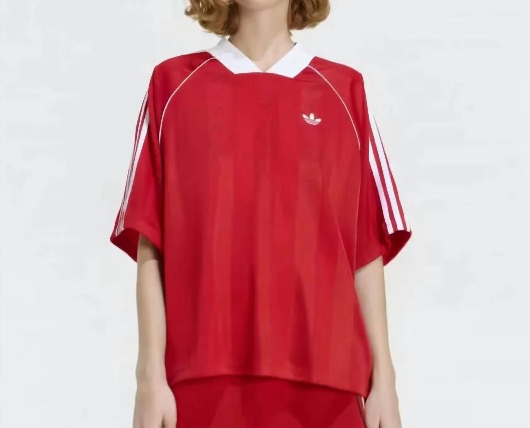 Adidas - Women's 3 Stripes Jaquard Oversized Soccer Jersey Tee