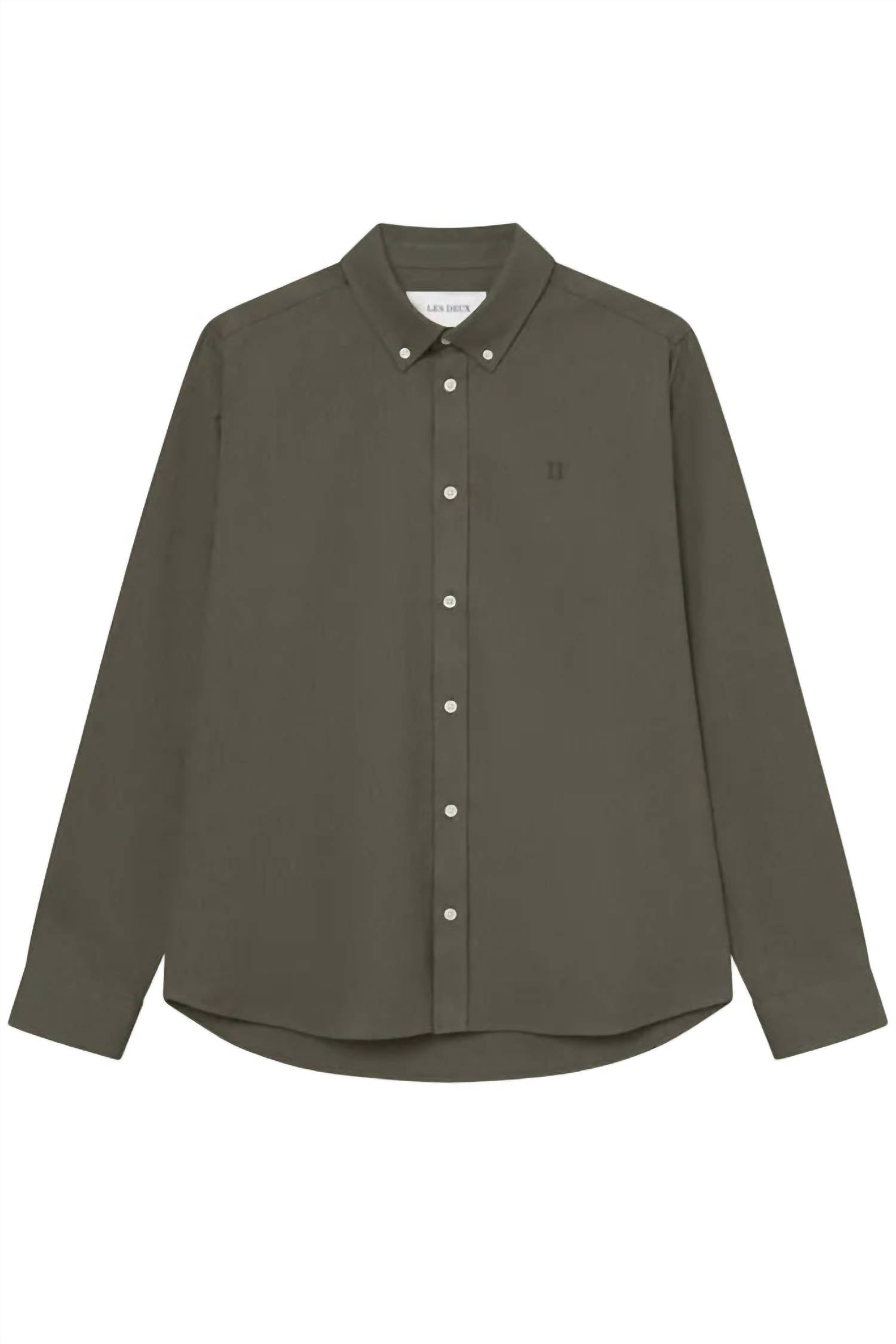 Les Deux Desert Regular Long Sleeve Shirt in olive night - men's shirt - alternate view