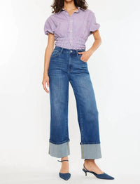 Kancan - HIGH RISE CROP WIDE LEG JEANS