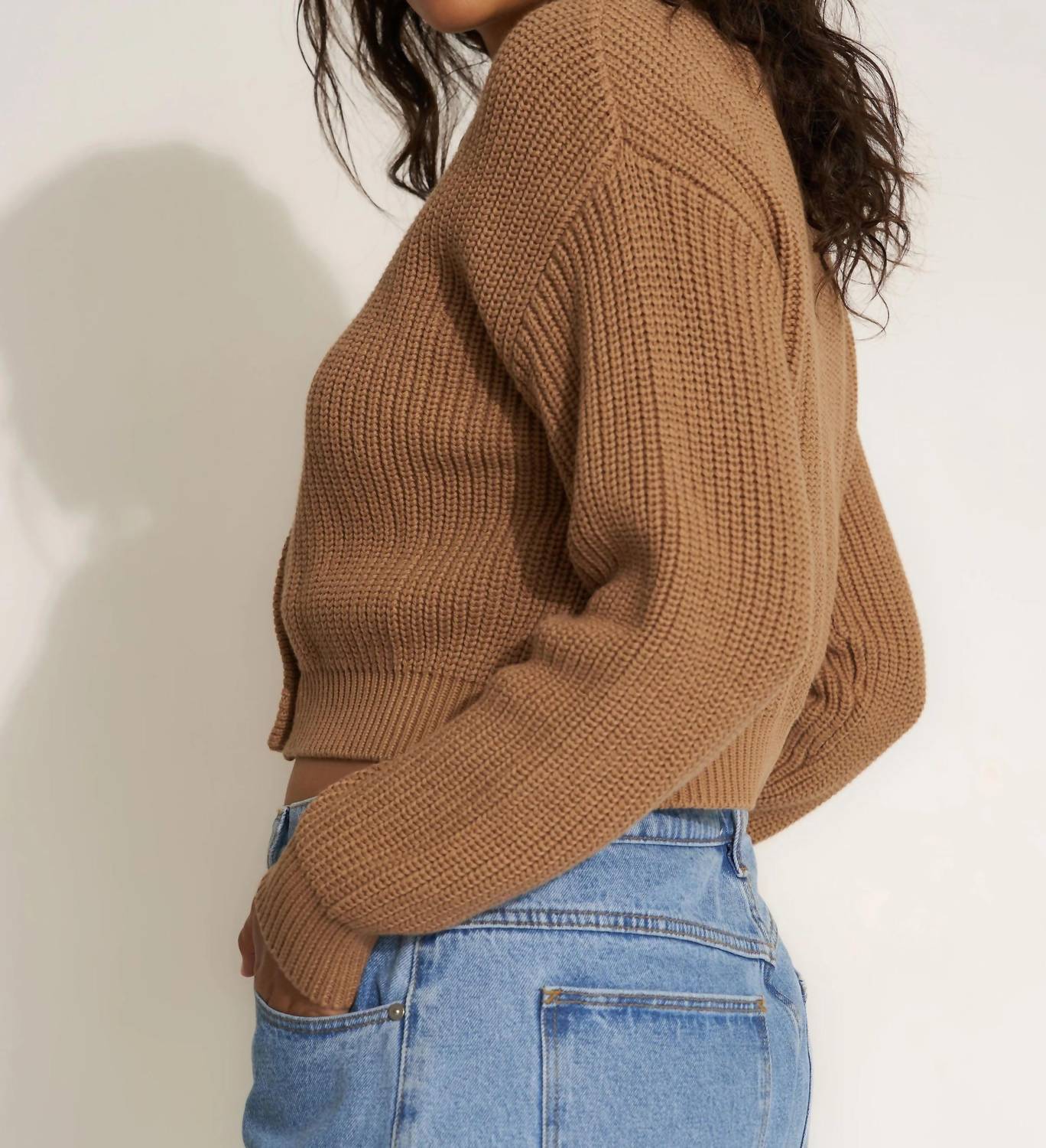 Callahan Cropped Cardigan in camel - women's cardigan - view 7