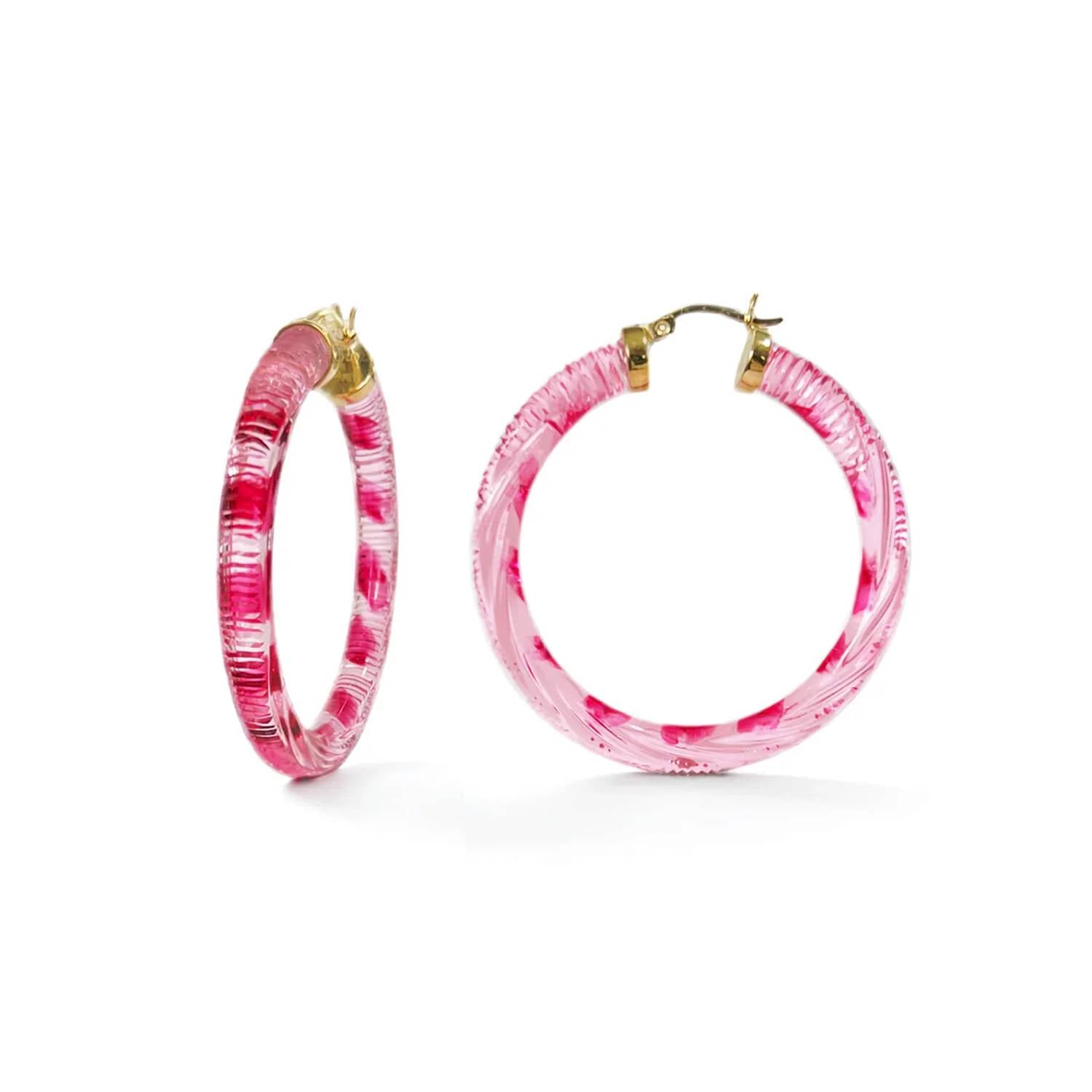 Gold & Honey - Women's Stripe Painted Instyle Lucite Hoop Earrings