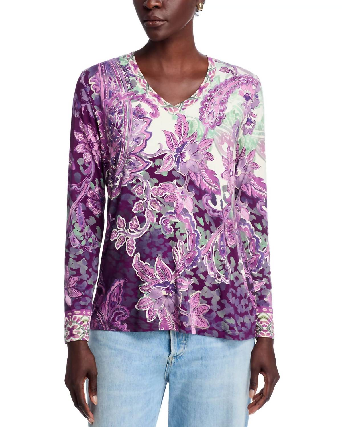 Johnny Was - JANIE FAVORITE LONG SLEEVE V-NECK TEE