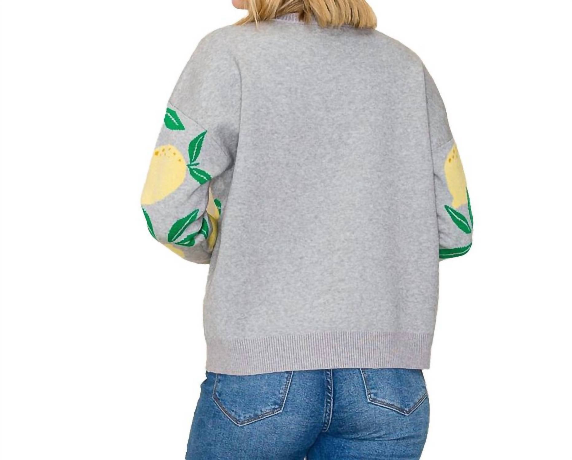STACCATO Lemons All Over Sweater in grey yellow - women's sweater - detail view