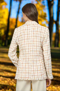Fate Fray Detail Tweed Blazer in ivory multi - women's jacket - view 6