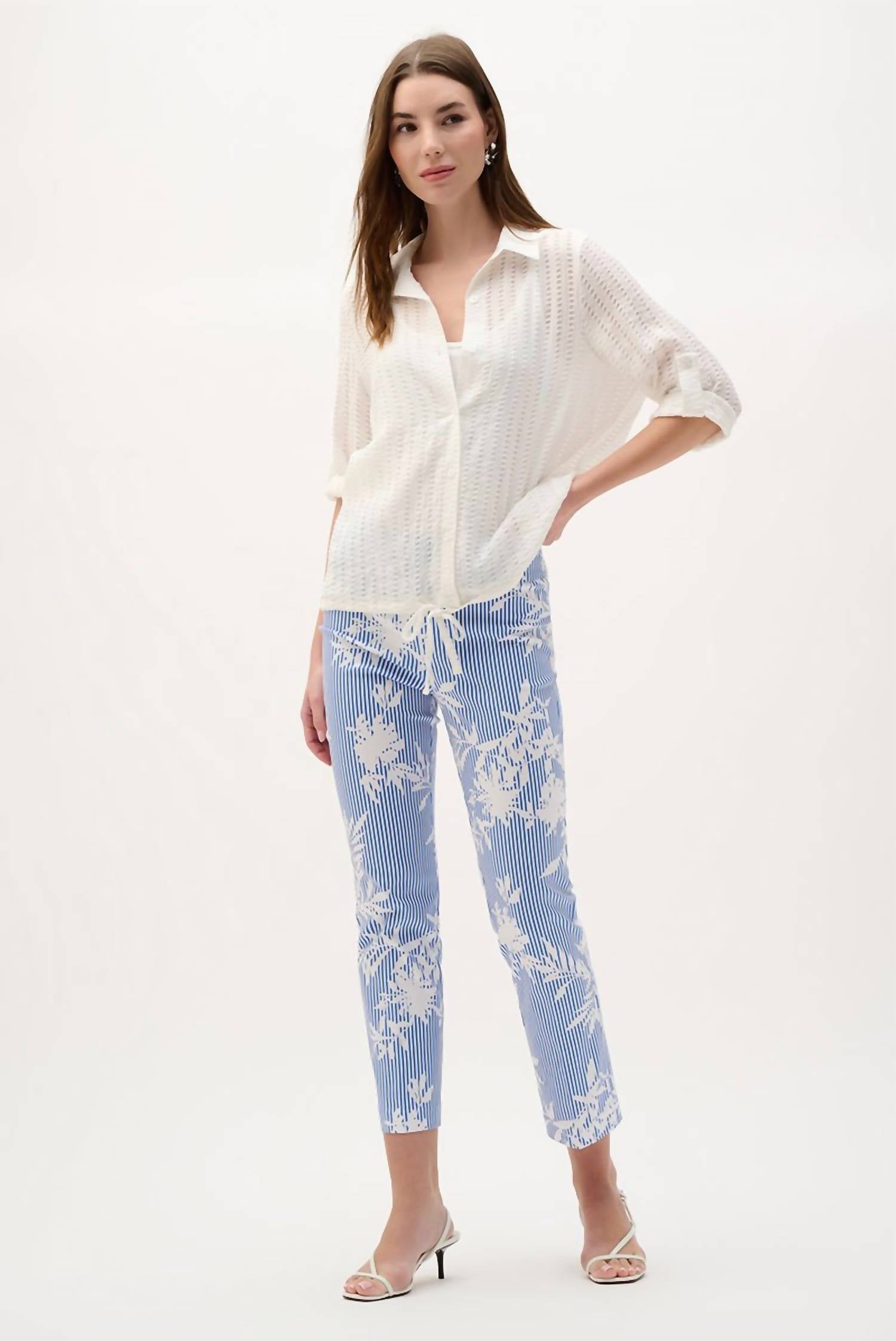 Joseph Ribkoff - Striped Floral Straight Leg Pant