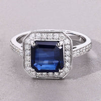 Diana M Jewels Women's Octagon Natural Sapphire Fashion Ring (3.00 Ct) - Signature in 18k white gold - women's jewelry - detail view