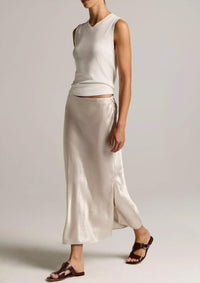Vince - Side Slit Slip Midi Skirt