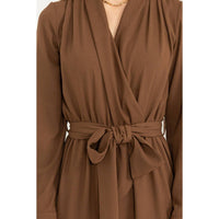 Hyfve - Weekend Outing Tie-belt Long Sleeve Jumpsuit