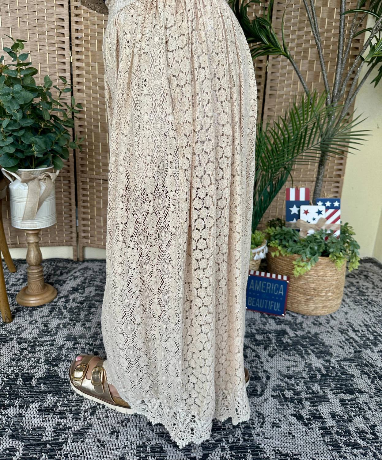 Young Threads - Boho Lace Wide Leg Pants