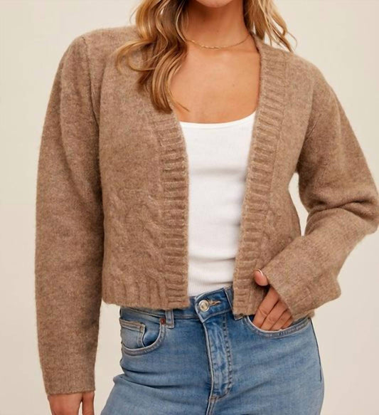 Hem & Thread - Puff Sleeve Knit Sweater Cardigan