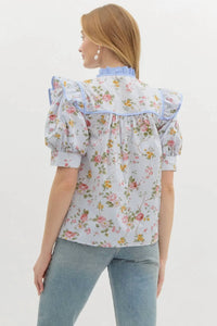 Entro - Garden Glow V-neck Tie Front Top