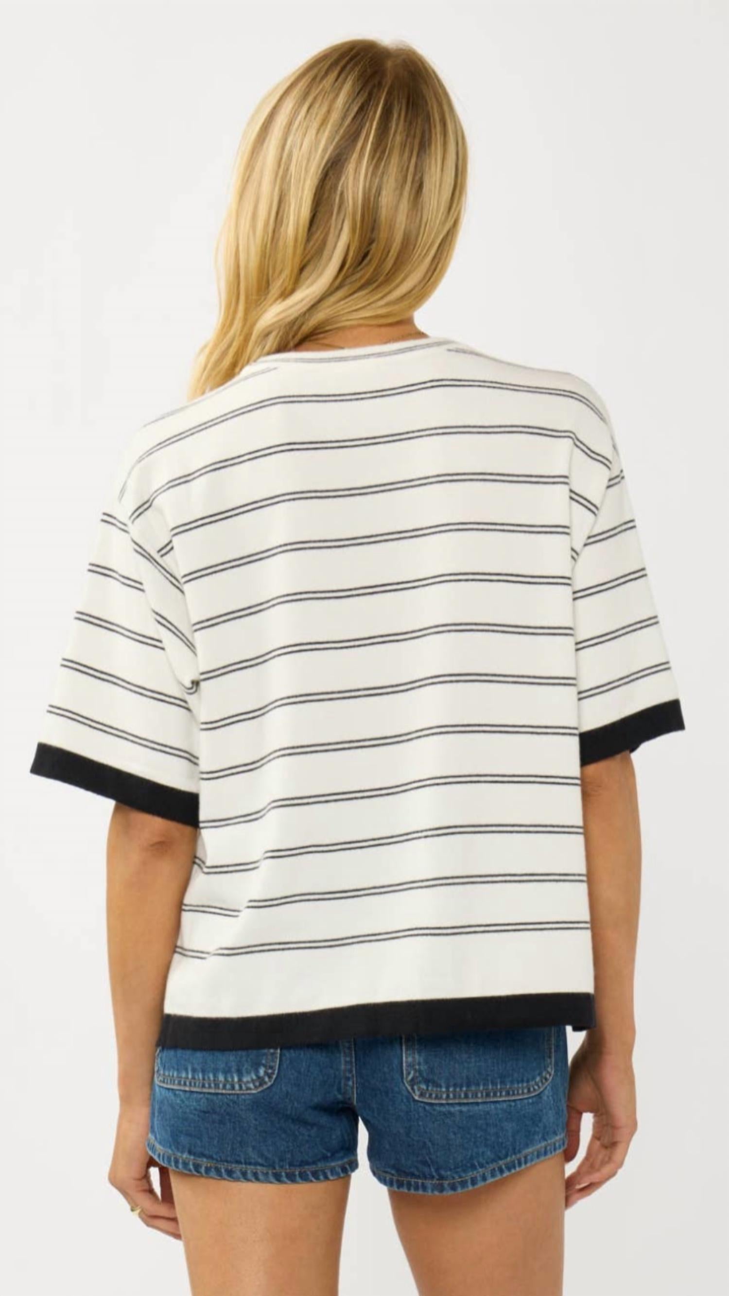 Lovestitch - Crewneck Dropped Shoulder Oversized Stripe Tee