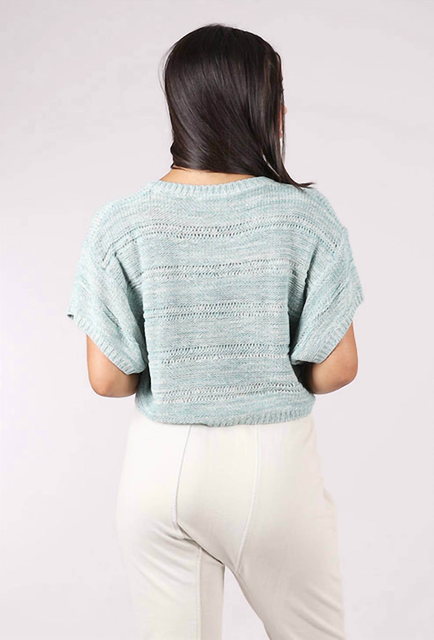 mystree Melange Relaxed Pullover Sweater in seafoam - women's sweater - alternate view