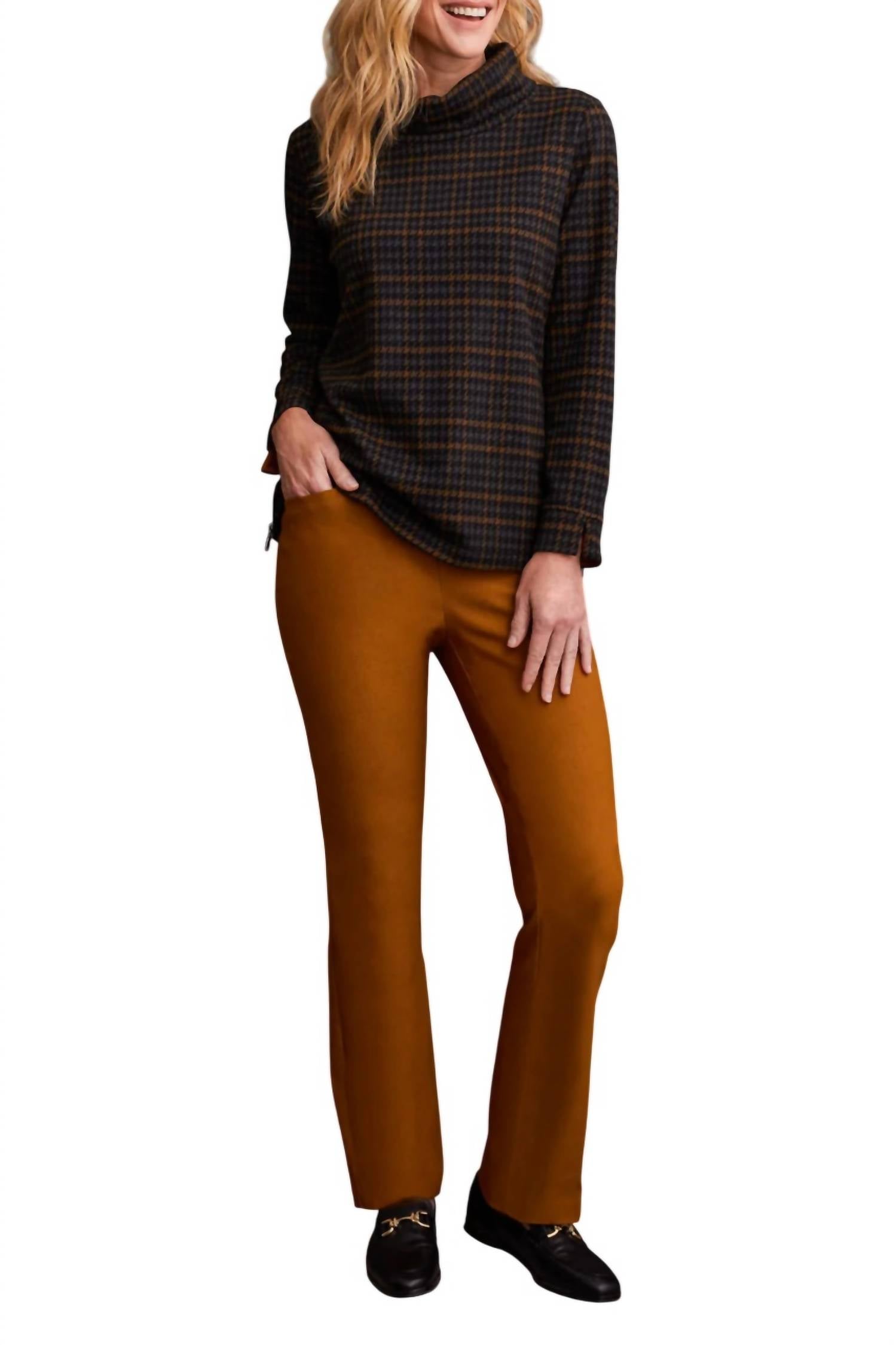 Tribal - Cowl Neck Top With Zipper Accent
