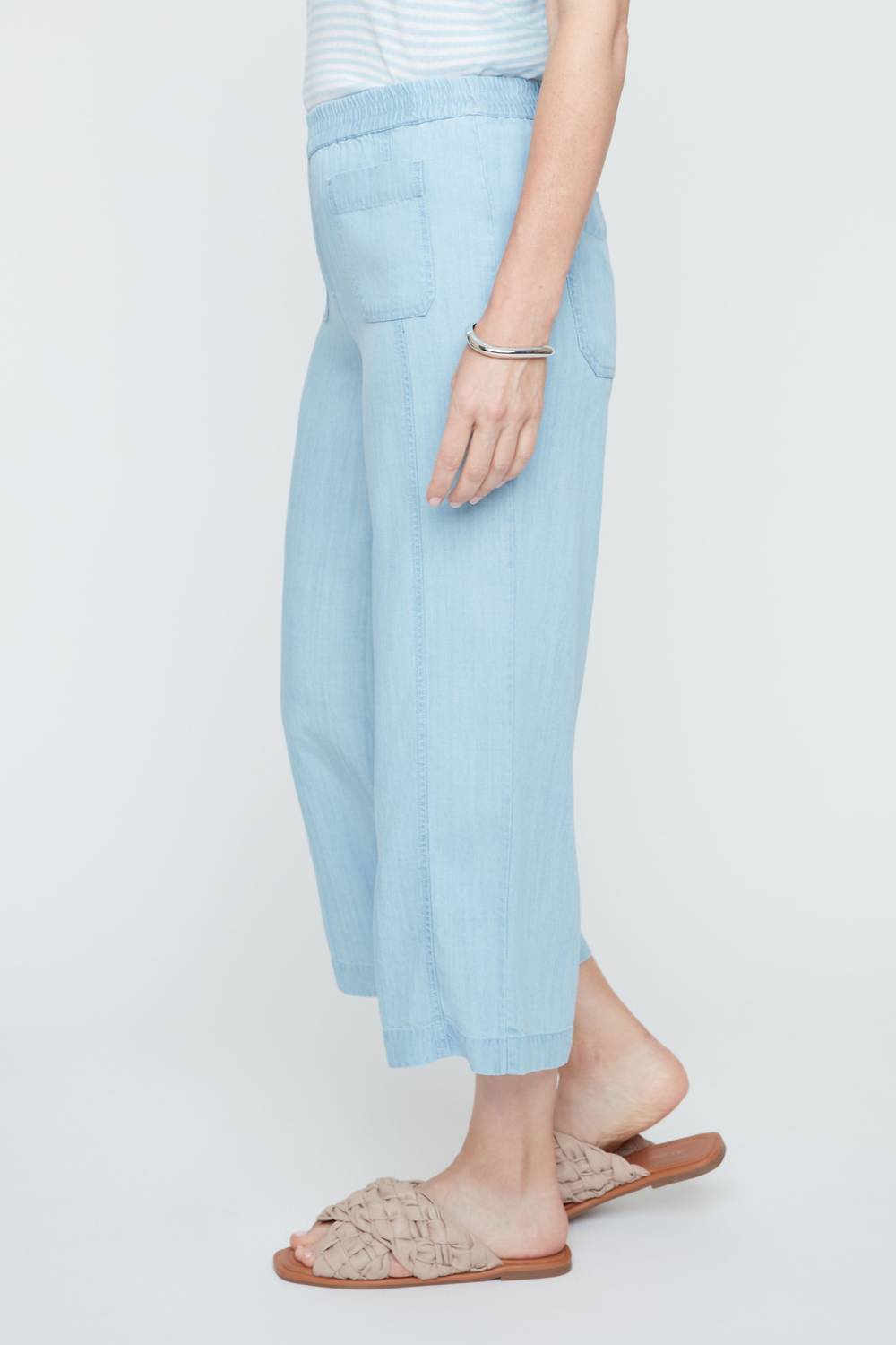 Renuar Sky Breeze Cropped Palazzo Pant in chambray - women's pants - alternate view