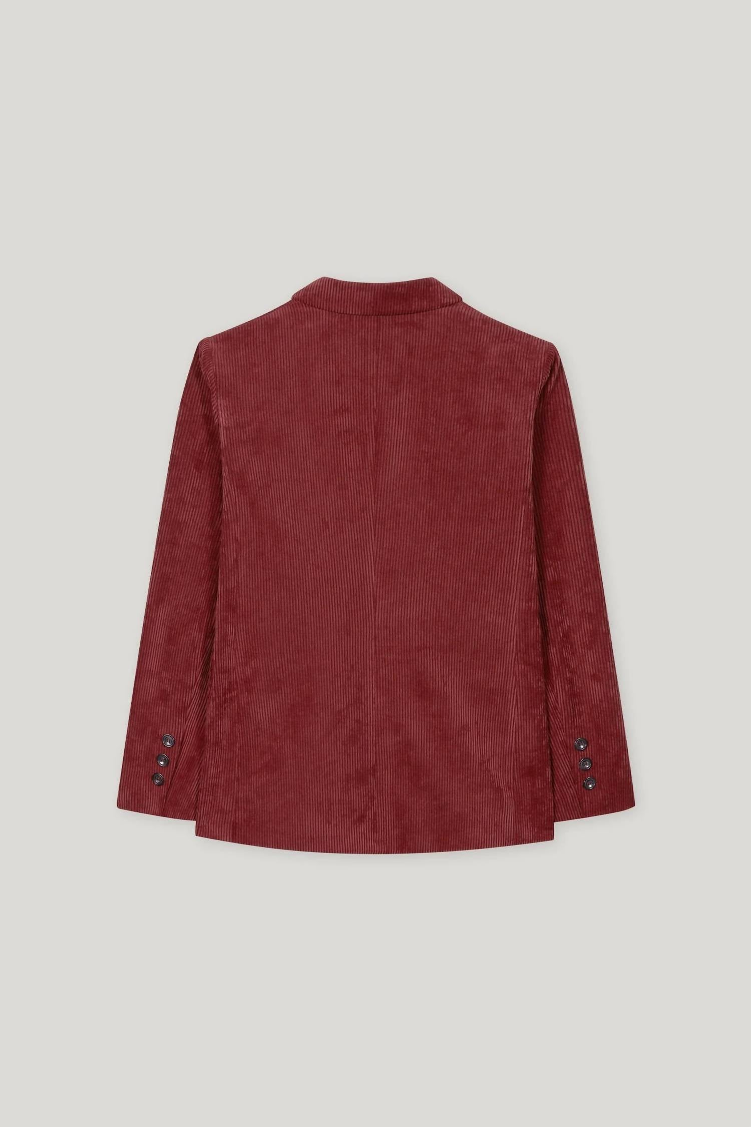 LUISA CERANO Corduroy One Button Blazer in berry red - women's jacket - view 7