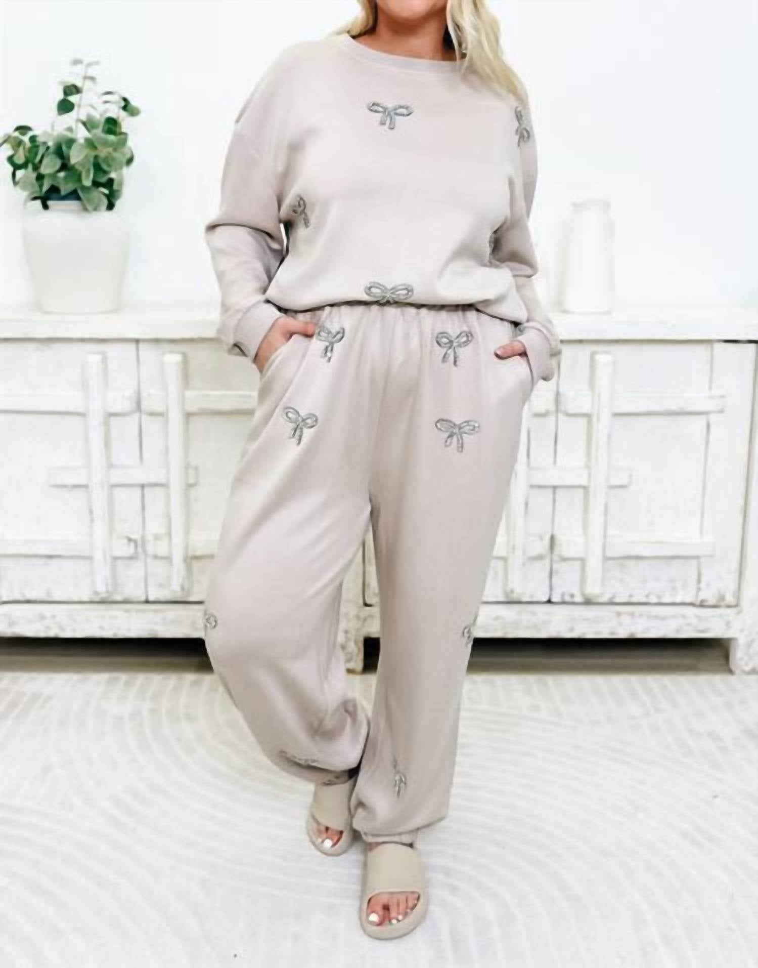 Davi & Dani - Rhinestone Embroidered Knit Set