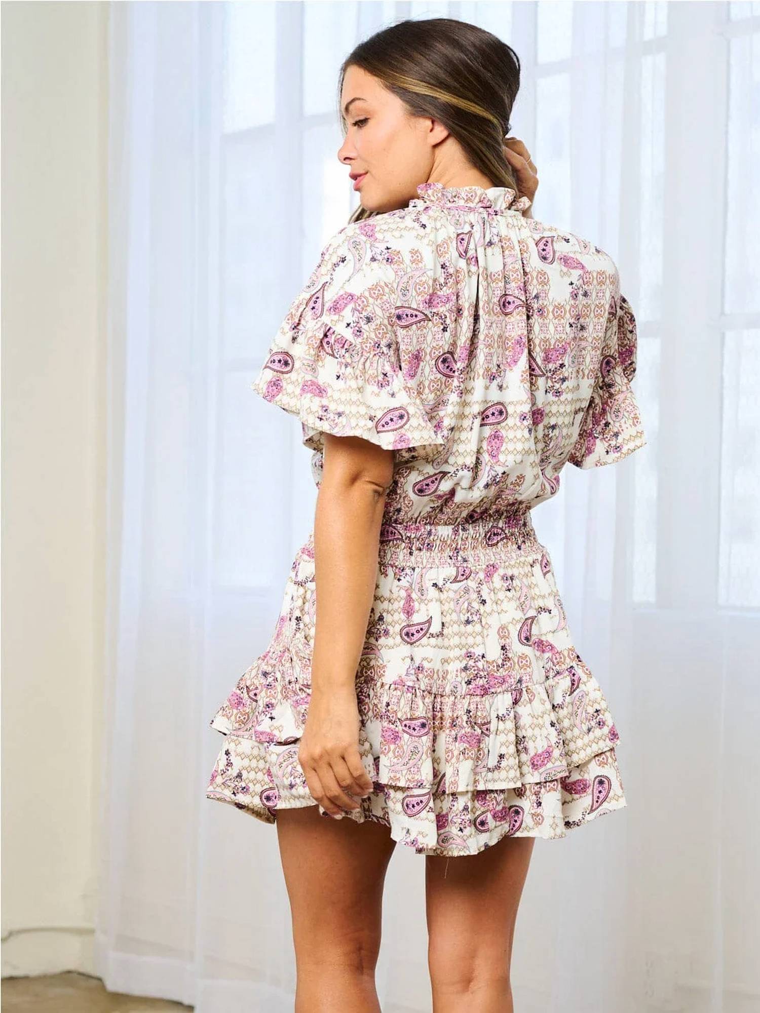 Wholesale Fashion Trends - Jamie Paisley Ruffle Mini Dress