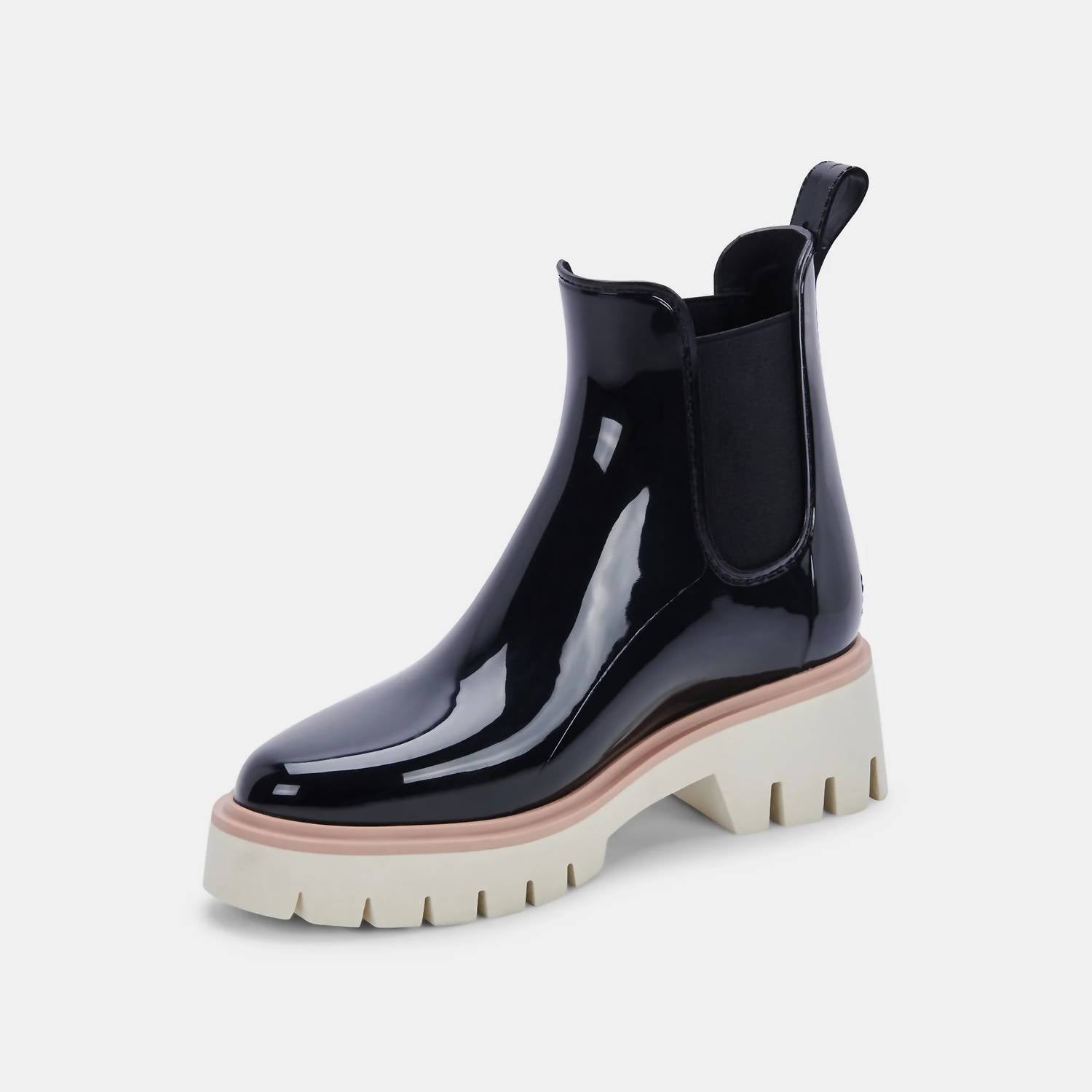 Dolce Vita Women's Waterproof Patent Boot in black - women's shoe - detail view