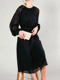 Vine & Love - Margot Sequin Tie-Waist Midi Dress