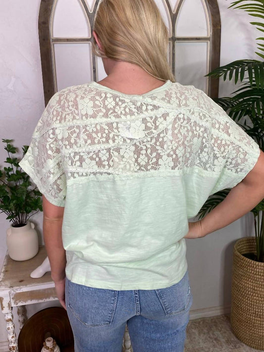 Easel - Short Sleeves Crochet Lace Top