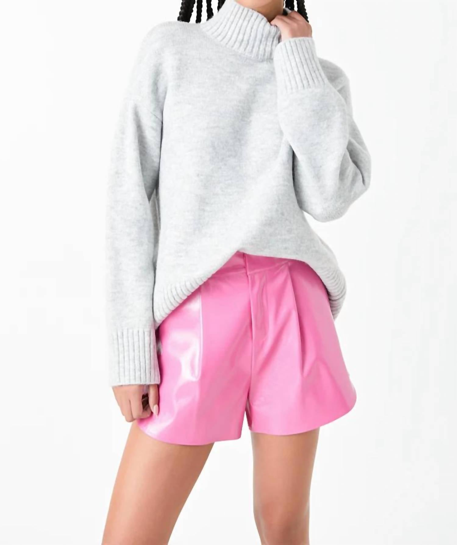 Grey Lab - High Waisted Faux Leather Shorts