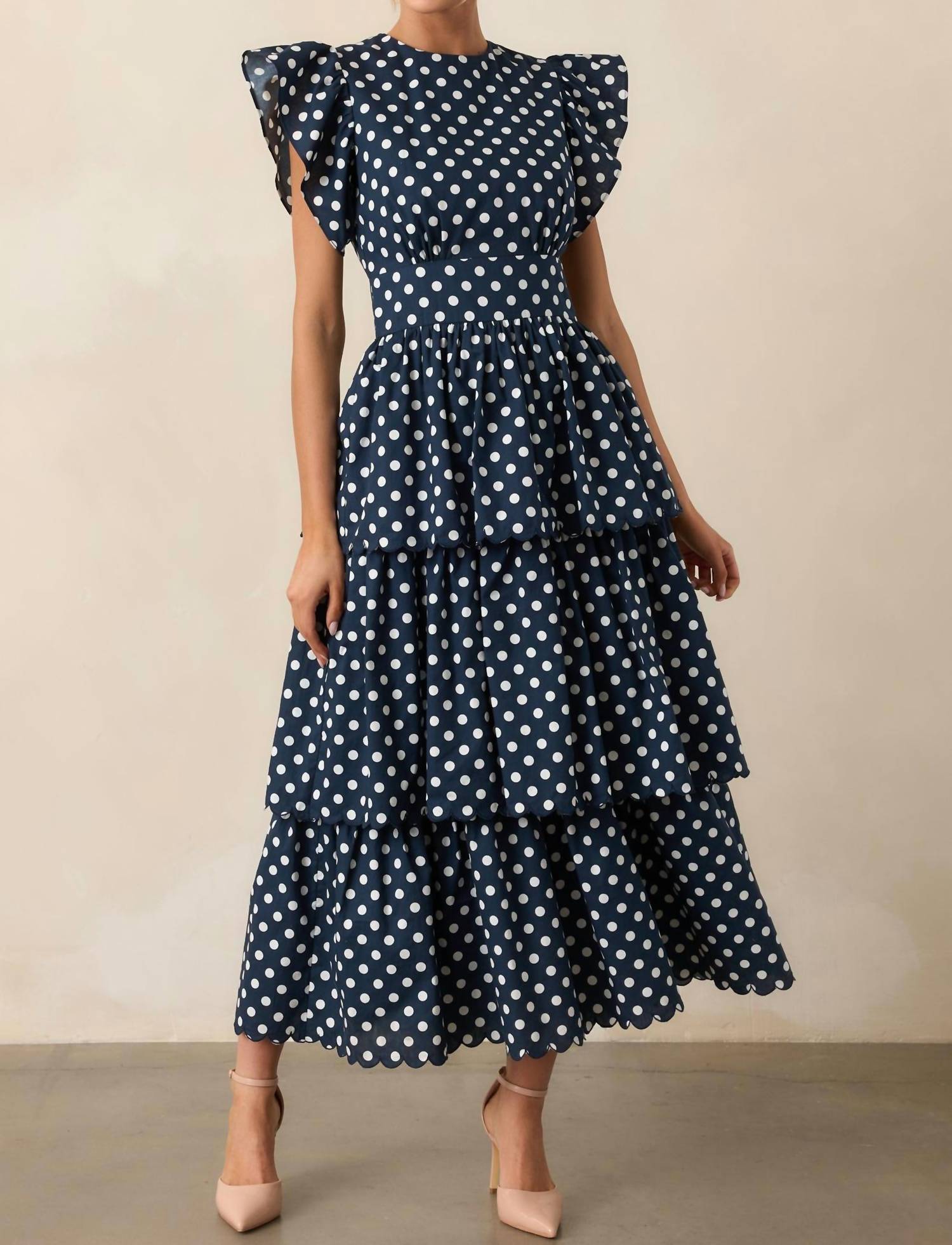 Prosperina Chelsea Polka Dot Dress in navy - women's dress - view 5