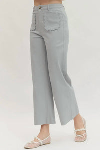 Entro - Solid Wide Leg Scallop Pocket Pants