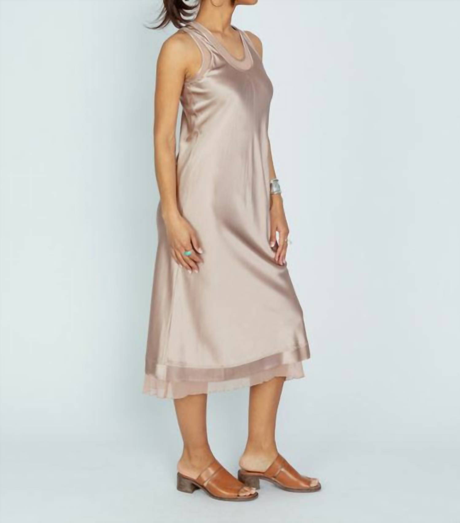 Brazeau Tricot - Women's Silk Charmeuse Racer Back Midi Dress