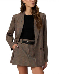 Paige Quentin Double Breasted Blazer in brown multi - women's jacket - view 4