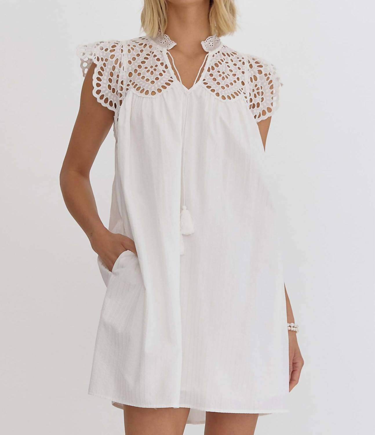 Entro - Striped Eyelet Dress