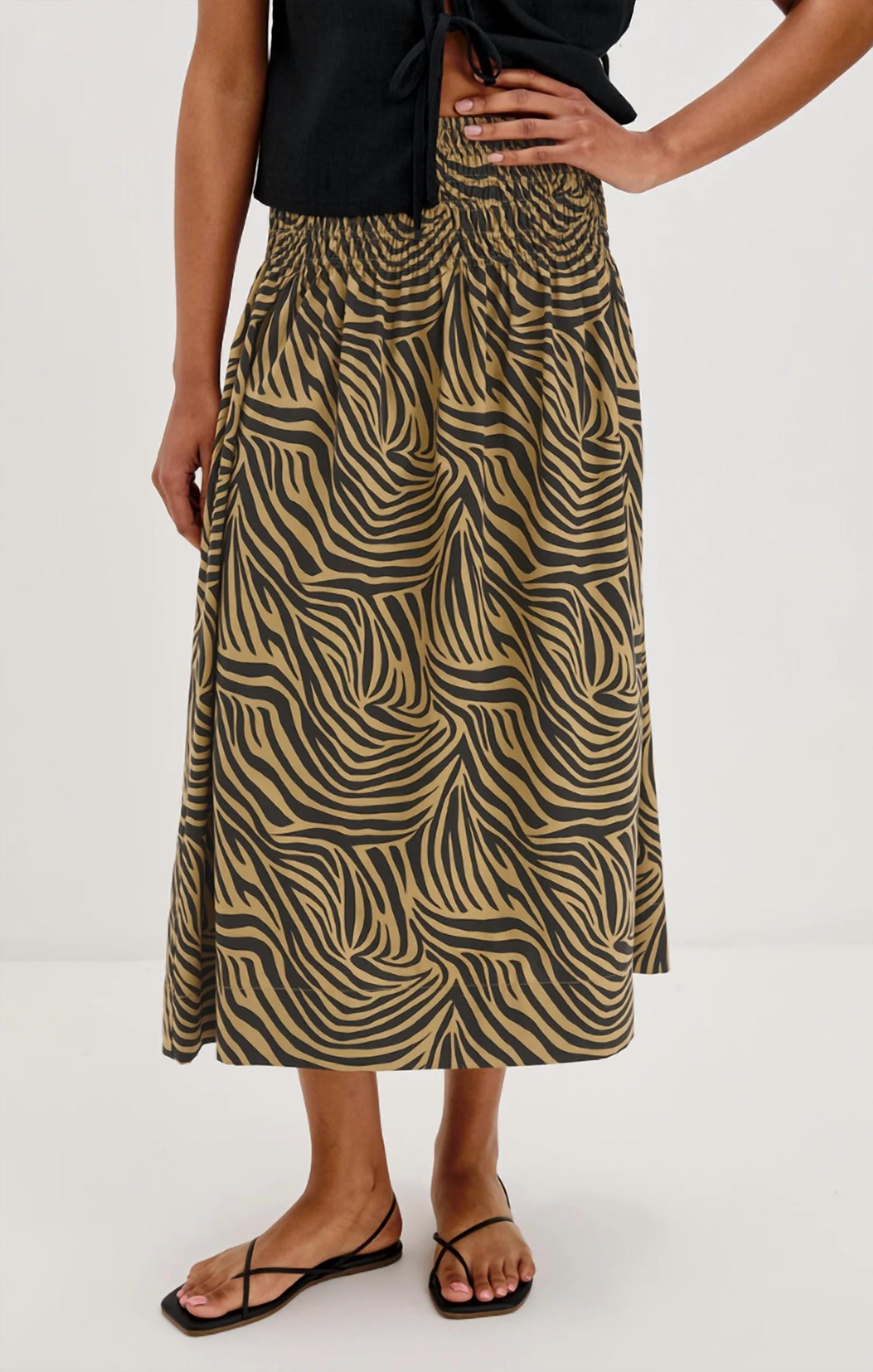 Rails Alessa Flowy Midi Skirt in beige - women's skirt - detail view