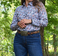 Madison Creek Outfitters Claire Floral Shirt in blue flower - women's shirt