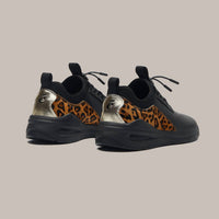 Clove Women's Classic Comfort Leather Sneakers in black leopard - women's sneaker - detail view
