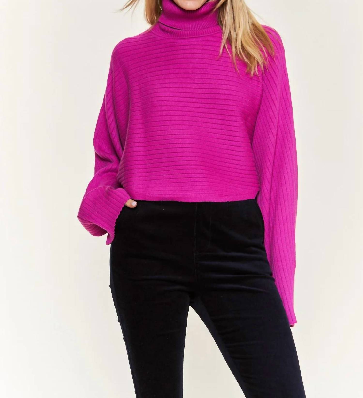 Jade By Jane - Mock Neck Wide Sleeve Top