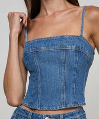 L'Agence Arlin Seamed Midi Tank Top in mephis - women's tank top