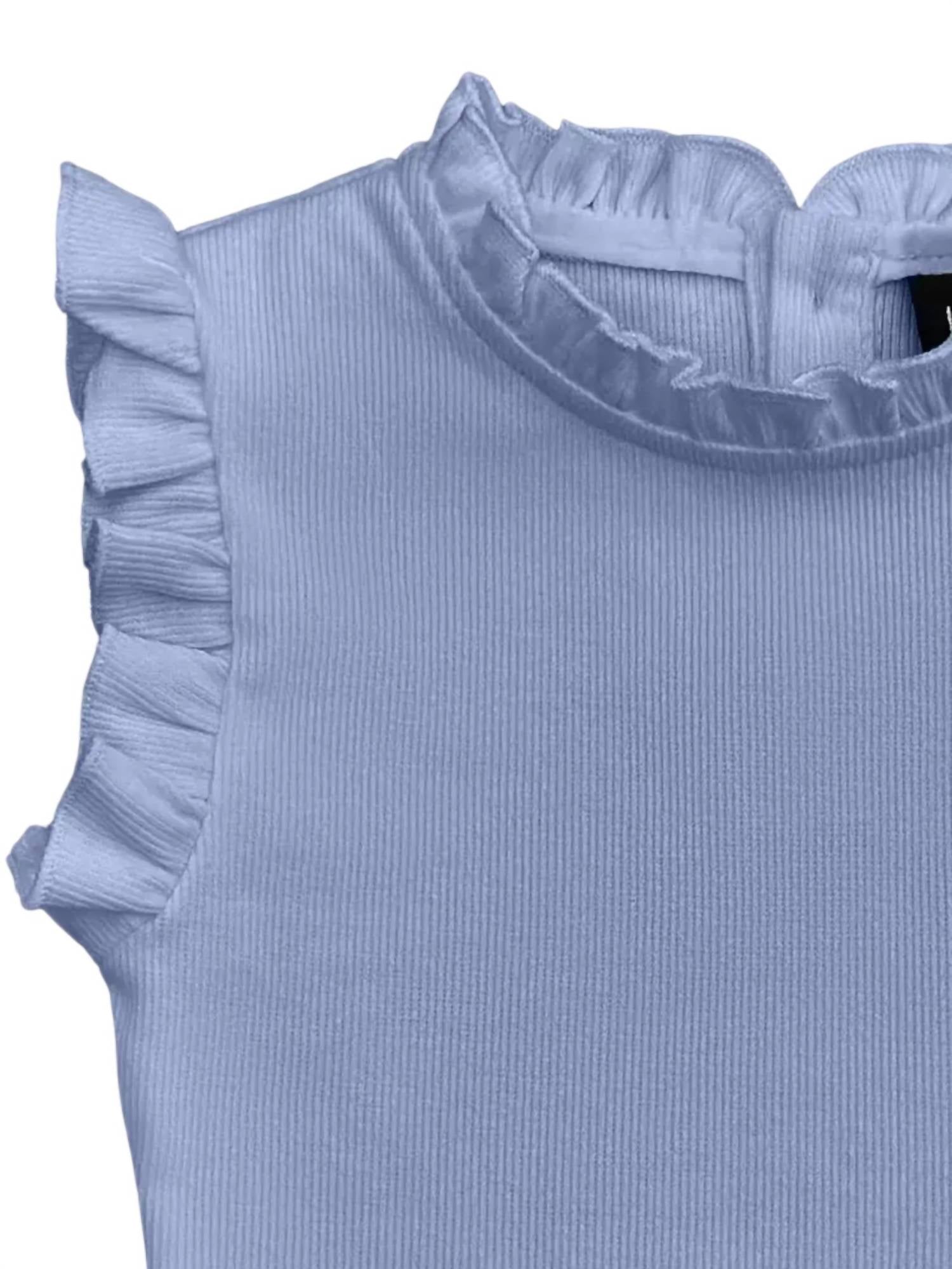 Little Olin - Girls Tween Ruffle Sleeve Ribbed Tank Top