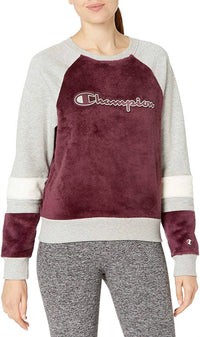 Champion - Super Fleece Faux fur Colorblocked Metallic logo Sweatshirt