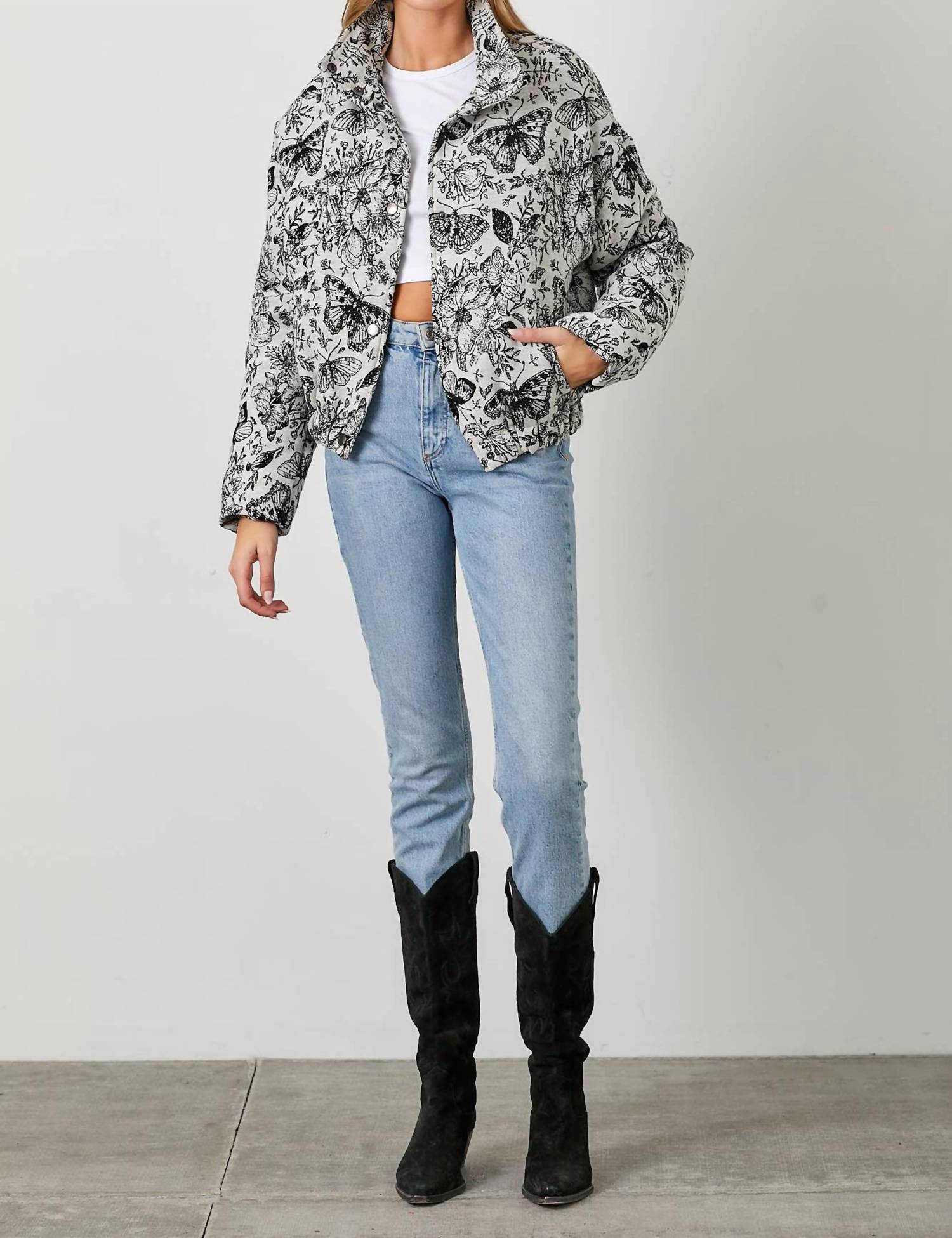 Polagram - Fluttering Hearts Butterfly Puffer Jacket
