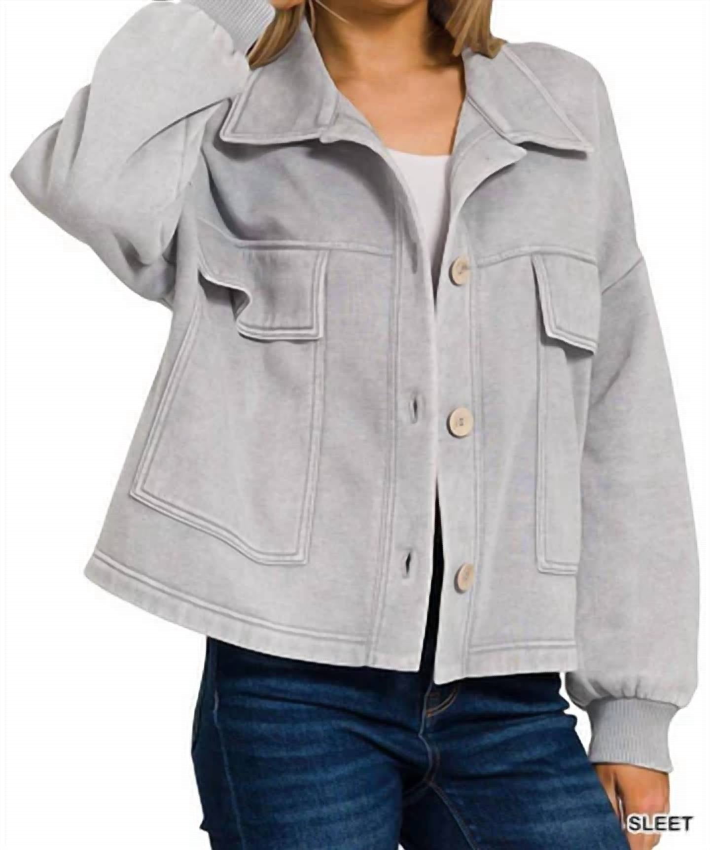Zenana - Women's Acid Washed Cropped Shacket