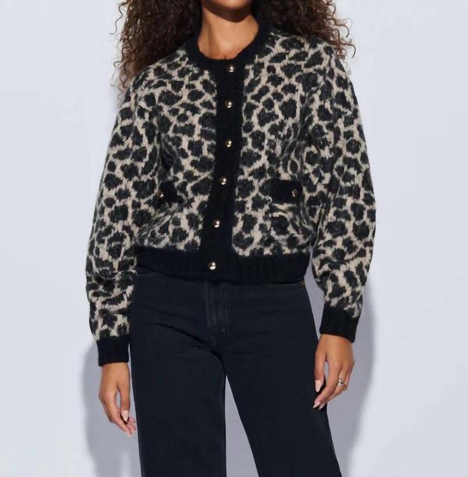 Nation LTD Tessa Jacquard Cardigan in black - women's cardigan