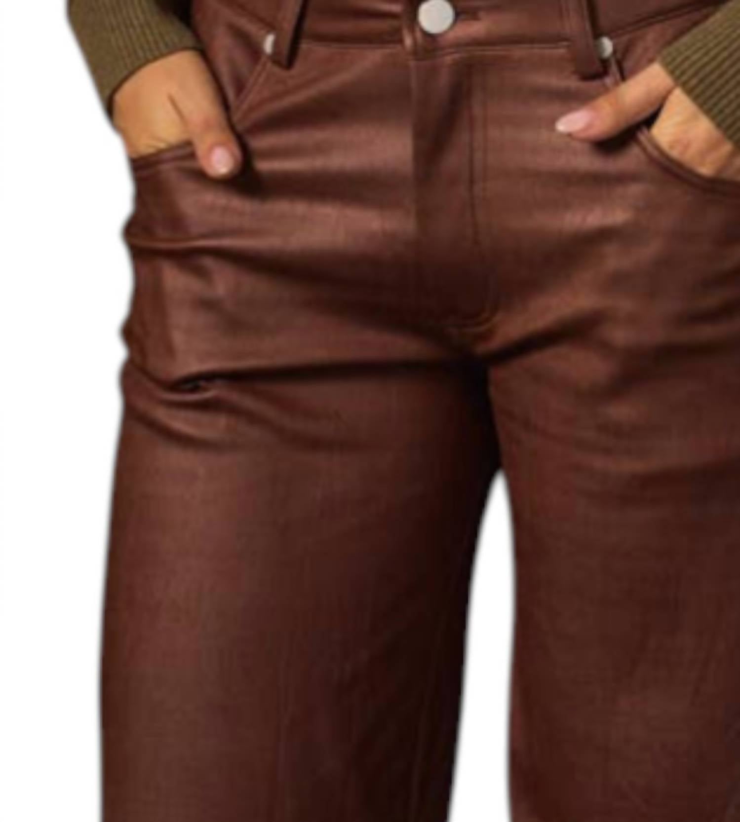 Le Lis - Low Waist Crinkle Detail Faux Leather Pants