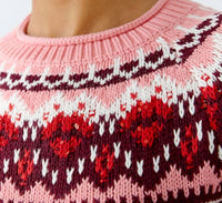 Oui Fair Isle Sweater Top in grey red - women's sweater - view 4